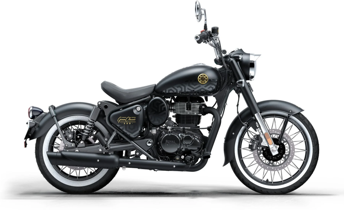 マットブラックのロイヤルエンフィールド製クラシックバイク「Goan Classic 350」